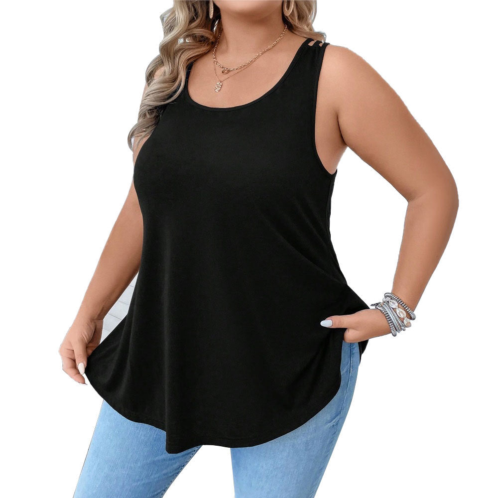 Damen lässiges Tanktop mit dekorativen Trägerdetails und asymmetrischem Saum Echo Archiv