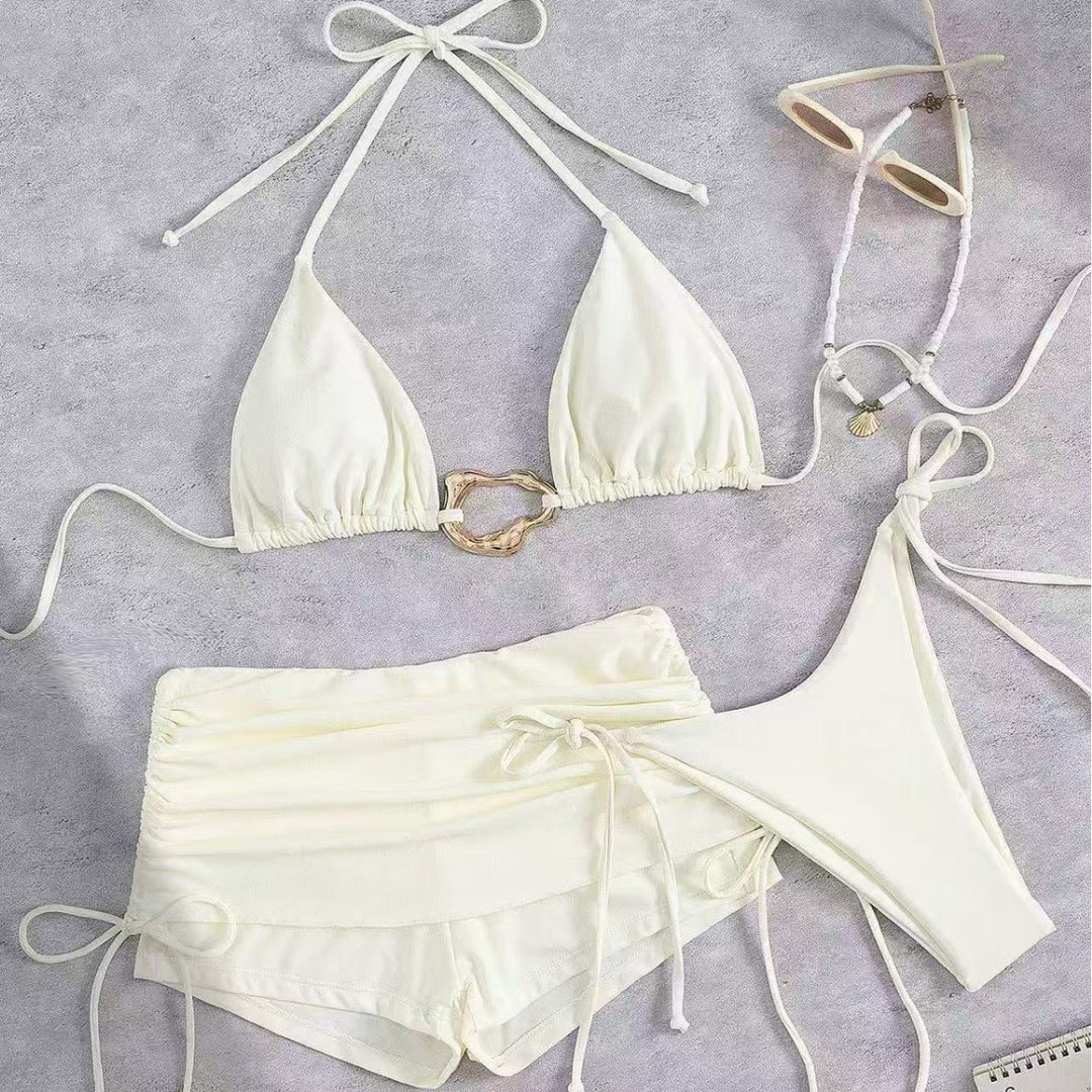 Damen Triangel-Bikini mit modischem Ringen-Detail und hoch taillierten Höschen Echo Archiv