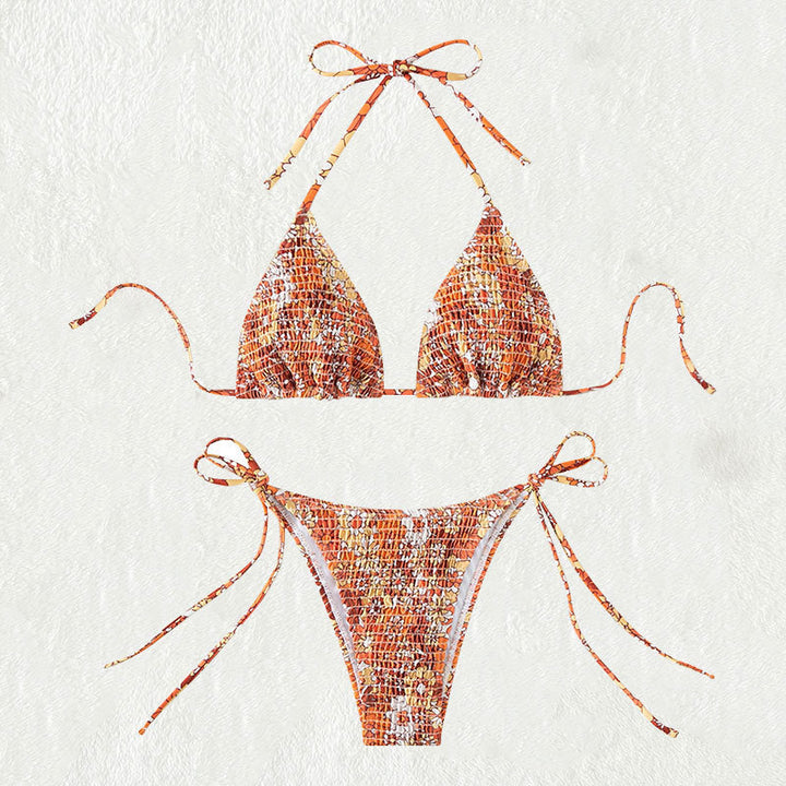 Damen Triangel-Bikini mit floralen Rüschendetails und verstellbaren Trägern Echo Archiv