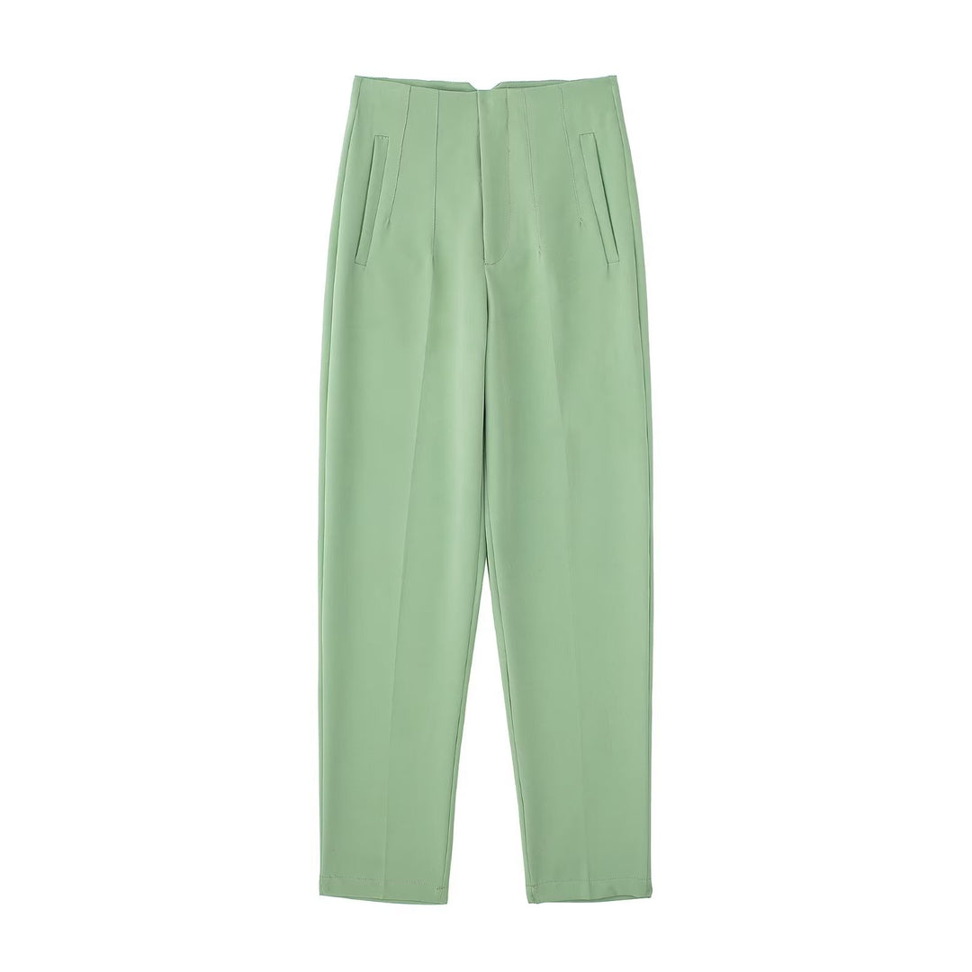 Damen Hochtaillierte tapered Anzughose mit Bügelfalte und Paspeltaschen Echo Archiv