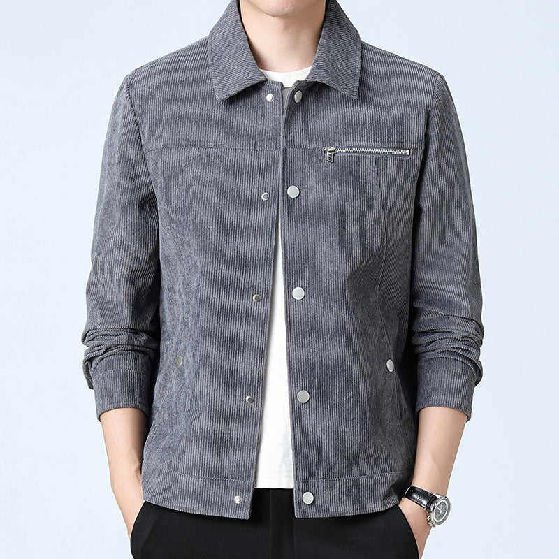 Herren Cord‑Overshirt aus Breitcord mit Druckknopf‑Front und Zipper‑Brusttasche Echo Archiv