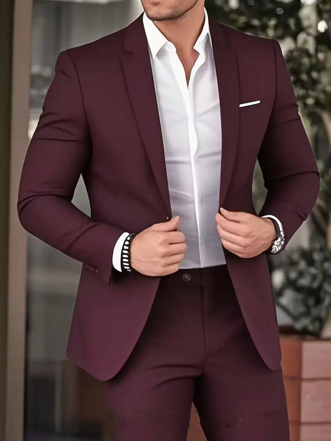Herren nan schlanker Modern-Fit Anzug mit schmalem Revers und körpernaher Silhouette Echo Archiv