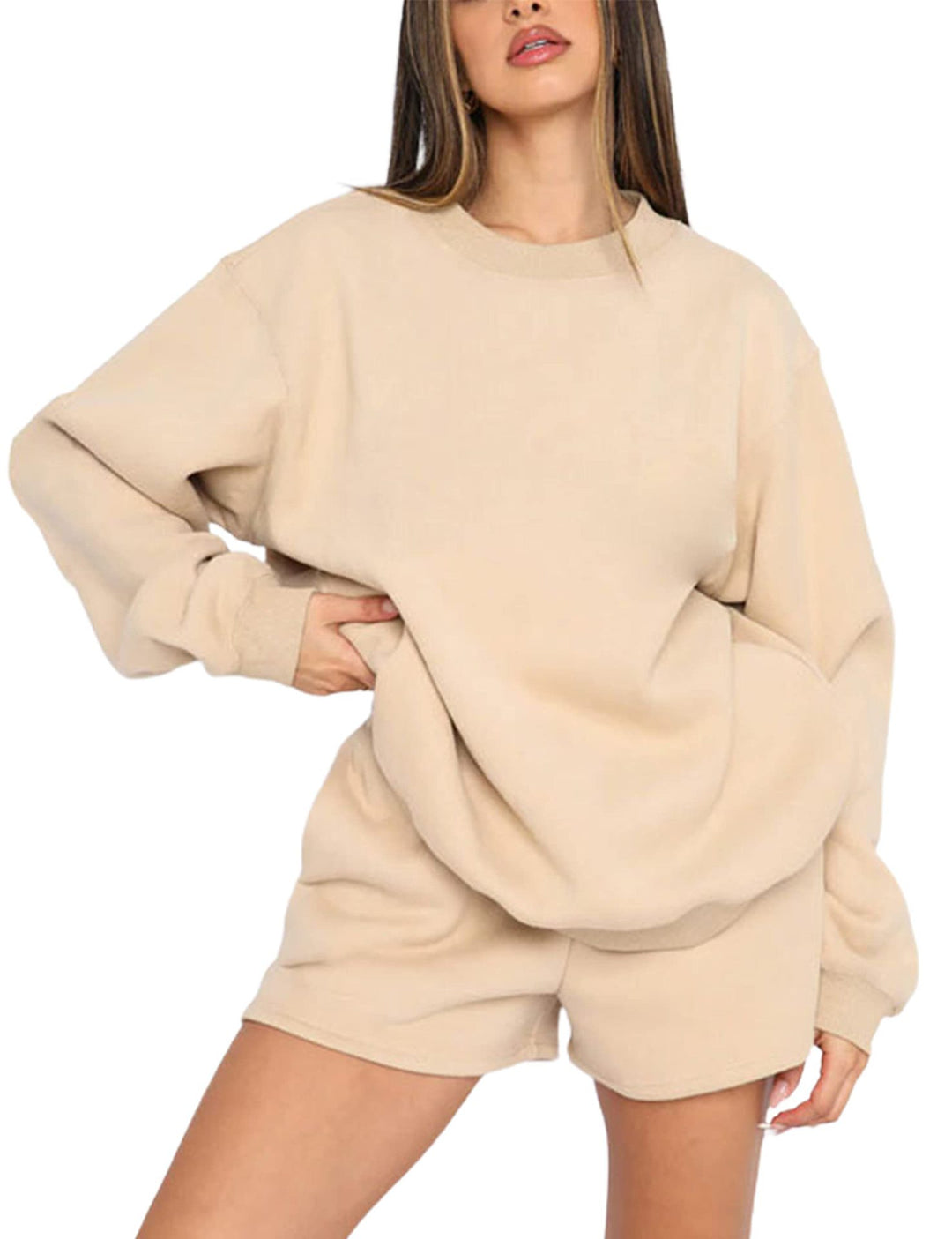 Damen nan weites Sweatshirt und Shorts Haus-Set aus weichem Frottee Echo Archiv