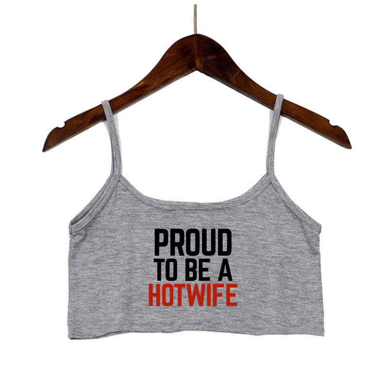 Damen Crop-Top mit modernen Schriftzügen und verstellbaren Trägern Echo Archiv
