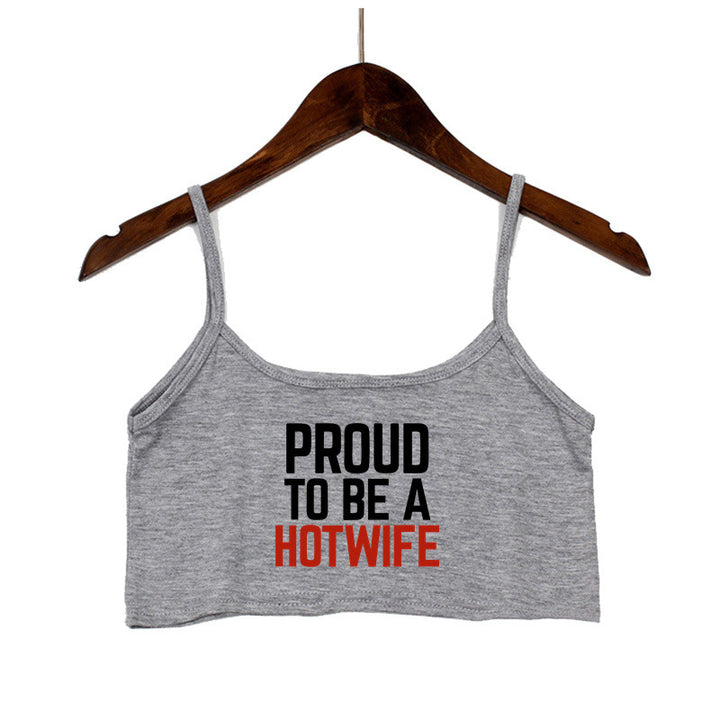 Damen Crop-Top mit modernen Schriftzügen und verstellbaren Trägern Echo Archiv