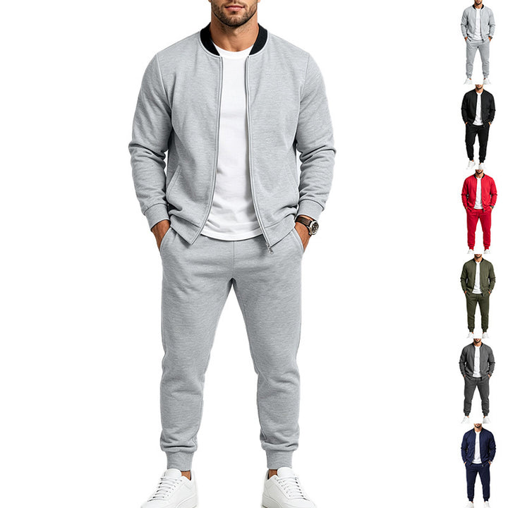 Herren Zweiteiliges Casual-Trainingsset mit Bomberjacke und tapered Jogginghose Echoarchiv
