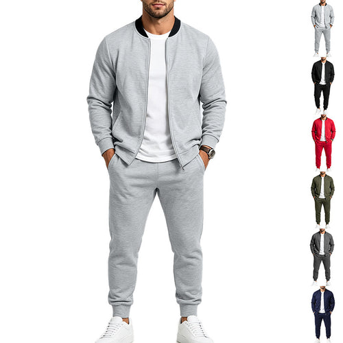 Herren Zweiteiliges Casual-Trainingsset mit Bomberjacke und tapered Jogginghose Echoarchiv