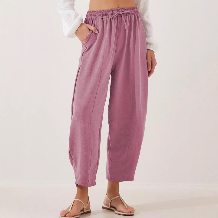 Damen Bequeme, weit geschnittene Sommerhose mit elastischem Bund und seitlichen Taschen Echo Archiv
