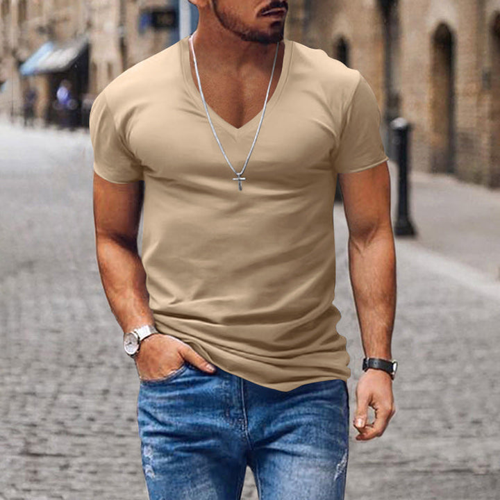 Herren lässiges V-Ausschnitt T-Shirt Echoarchiv