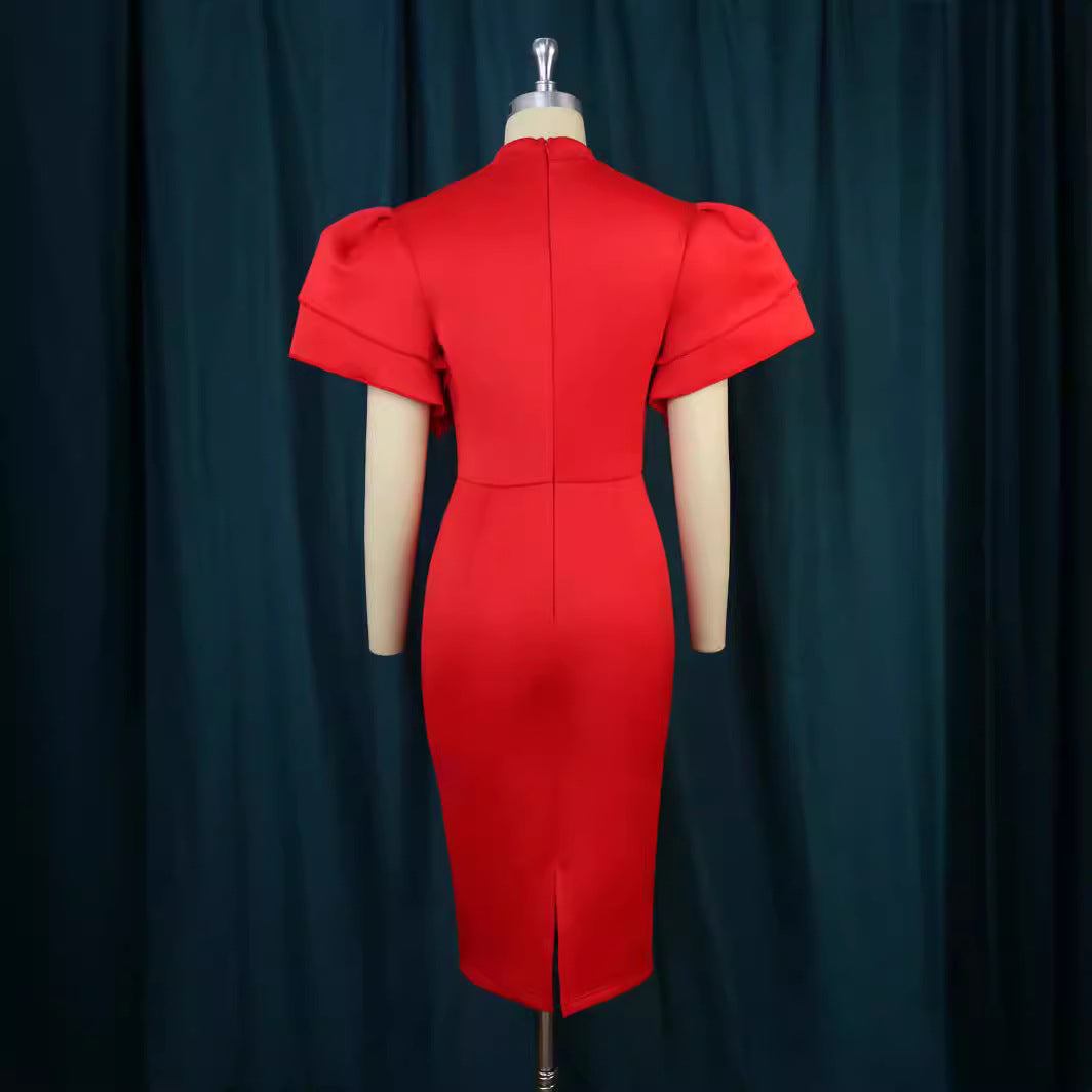 Damen figurbetontes Kleid mit voluminösen Ärmeln Echo Archiv