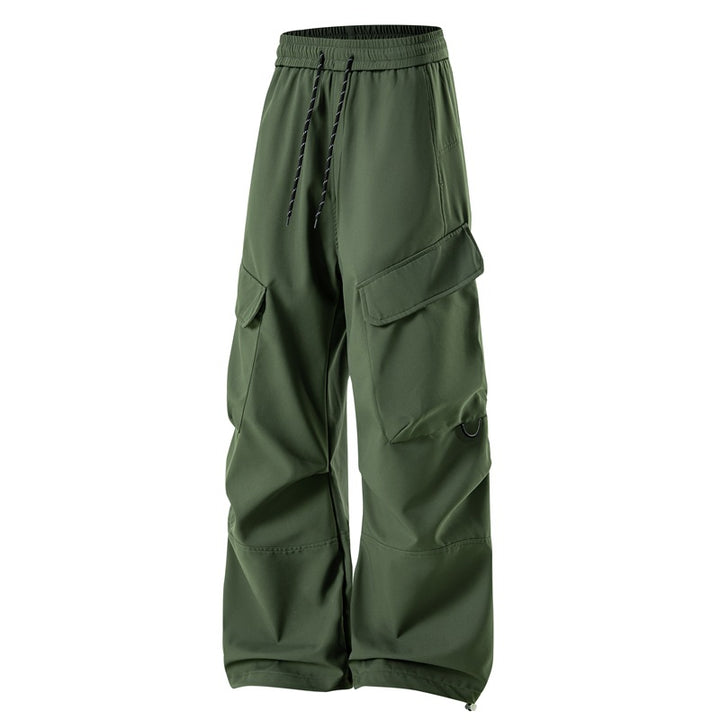 Herren lockere Utility-Cargo-Hosen mit elastischem Bund, Kordelzug und großzügigen Klappentaschen – Bravaro