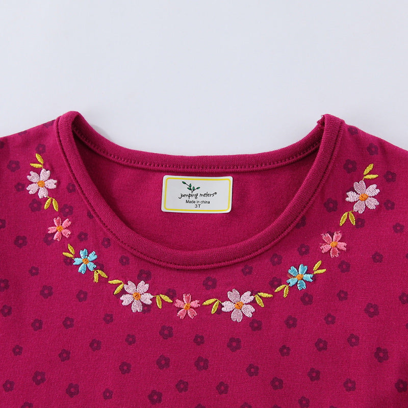 Mädchen Baumwollkleid mit süßen Vogel- und Blumenstickereien Echo Archiv