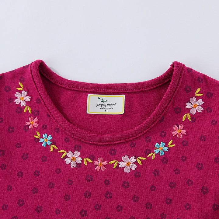 Mädchen Baumwollkleid mit süßen Vogel- und Blumenstickereien Echo Archiv