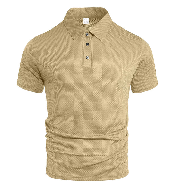 Herren nan strukturiertes Mikrojacquard-Poloshirt mit schlanker Passform und elastischem Komfortstretch Echo Archiv