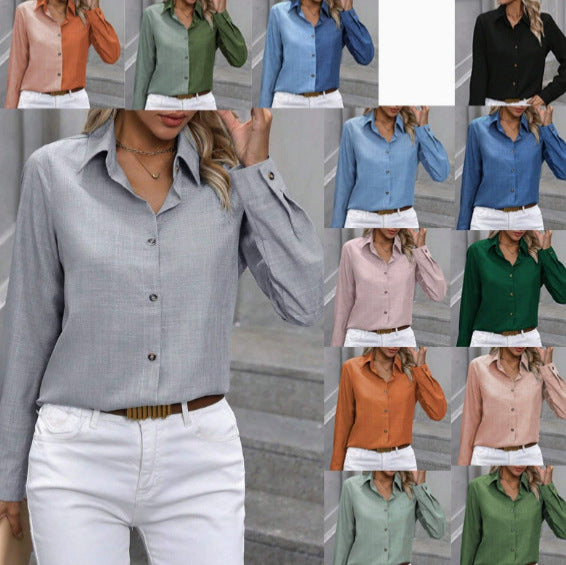 Damen Leichte Hemdbluse aus Leinenoptik mit klassischem Kragen und geradem Schnitt Echo Archiv