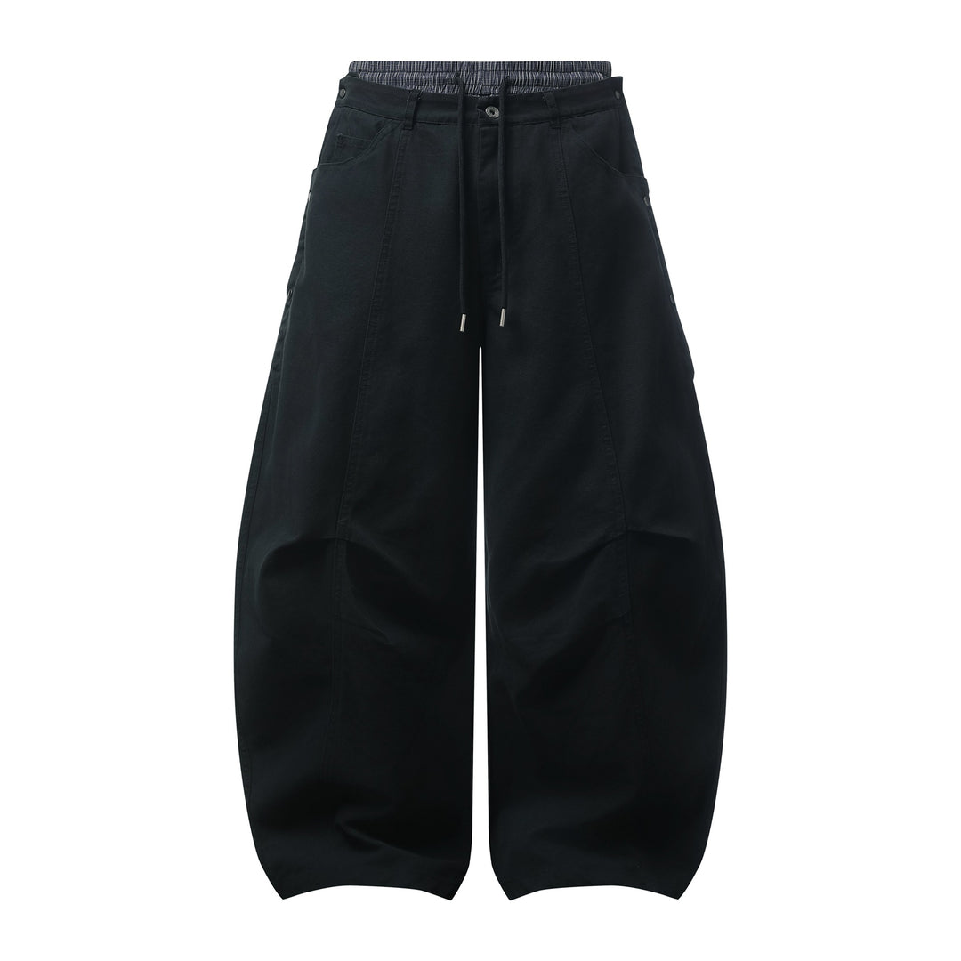 Damen Weite Culotte-Hose mit elastischem Tunnelzugbund und Cargo-Details Echoarchiv