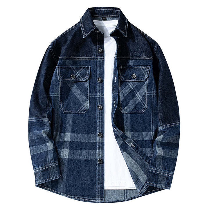 Herren Gemusterte Hemdjacke im Denim-Stil Echo Archiv