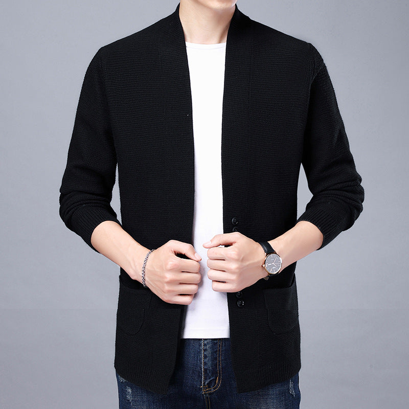 Herren Strickjacke mit lässigem Schalkragen und aufgesetzten Taschen Echoarchiv