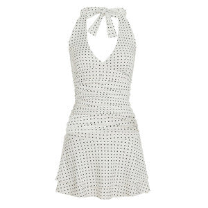 Damen figurbetontes Strickkleid mit V-Ausschnitt und kontrastierenden Streifen Echo Archiv