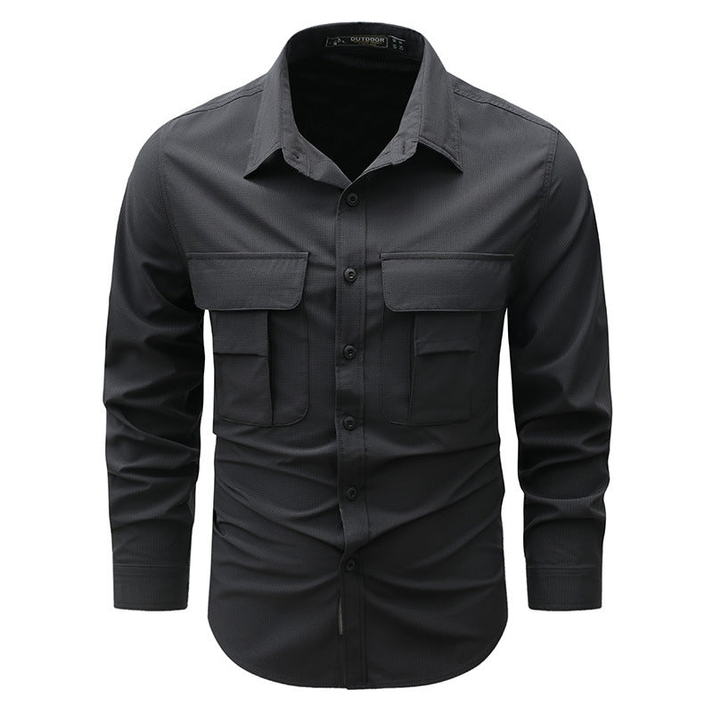 Herren nan robustes Outdoor-Utility-Hemd mit verschließbaren Brustklappen und Ripstopgewebe Echo Archiv
