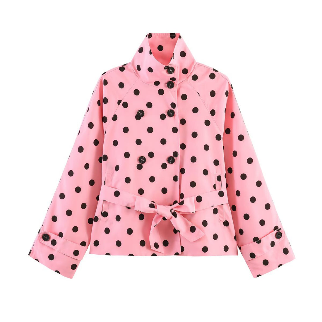 Damen Kurz geschnittener Regenmantel mit Polka-Dot-Muster und Bindegürtel Echo Archiv
