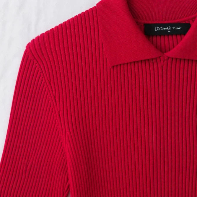 Damen Feinstrick-Poloshirt-Cardigan mit kurzem Arm und durchgehendem Reißverschluss Echo Archiv