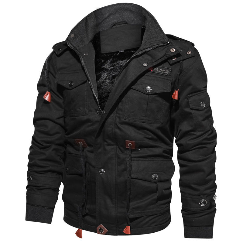 Herren urbaner Thermo-Canvasparka mit durchgehendem Plüschfutter und Utility‑Taschen Echo Archiv