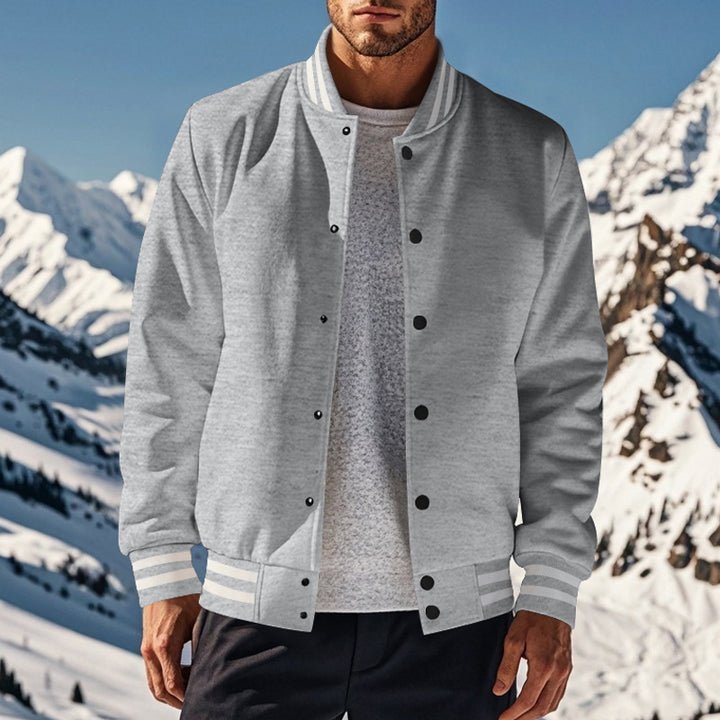 Herren sportliche Collegejacke im Vintage-Stil mit breitem Kragen und Druckknopfverschluss Echoarchiv