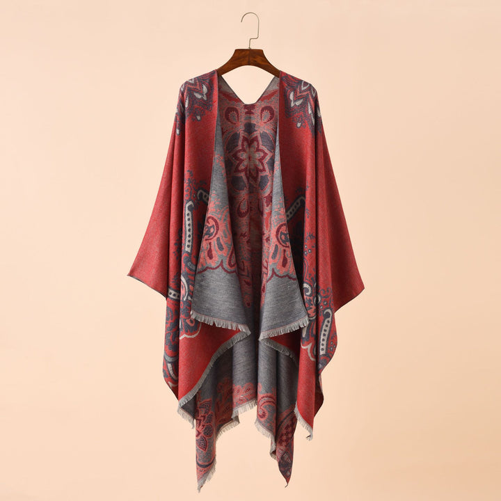 Damen Leichter Jacquard-Überwurf mit kaschmirähnlichem Griff und Fransensaum Echo Archiv