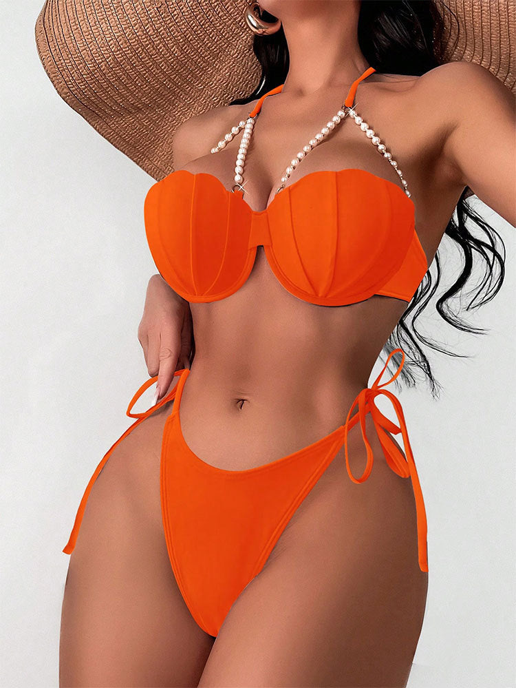 Damen Eleganter Push-Up-Bikini mit Perlenakzenten Echo Archiv