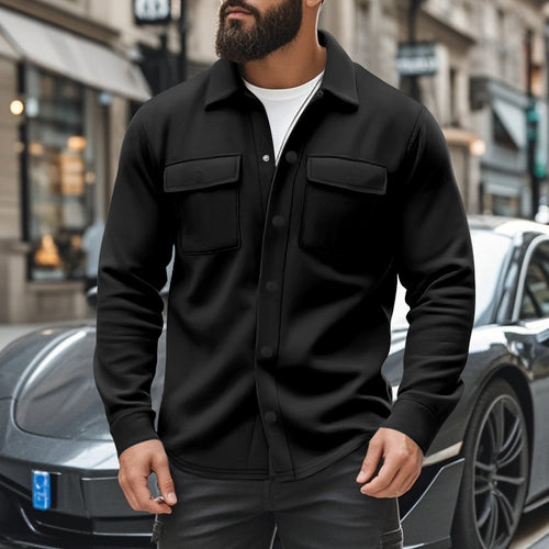 Herren modische Langarmjacke mit praktischen Brusttaschen und stylishen Knopfdetails Echoarchiv