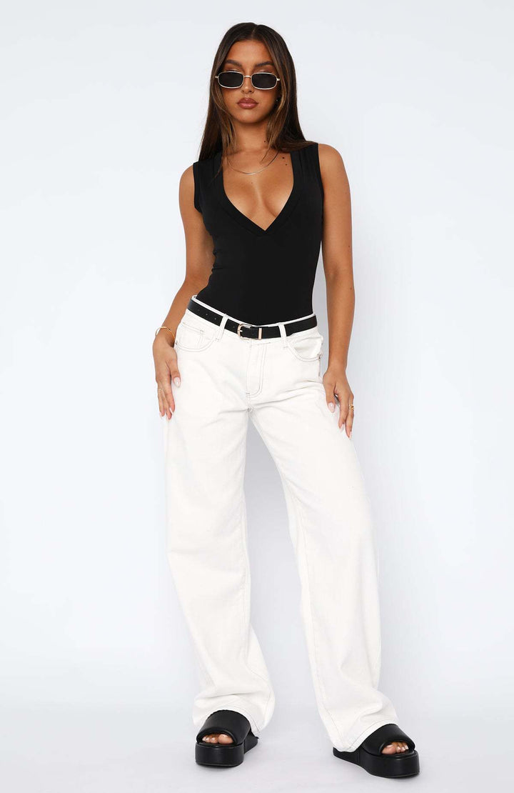 Damen lässige weite Jeans mit hohem Bund und modischem Schnitt Echo Archiv
