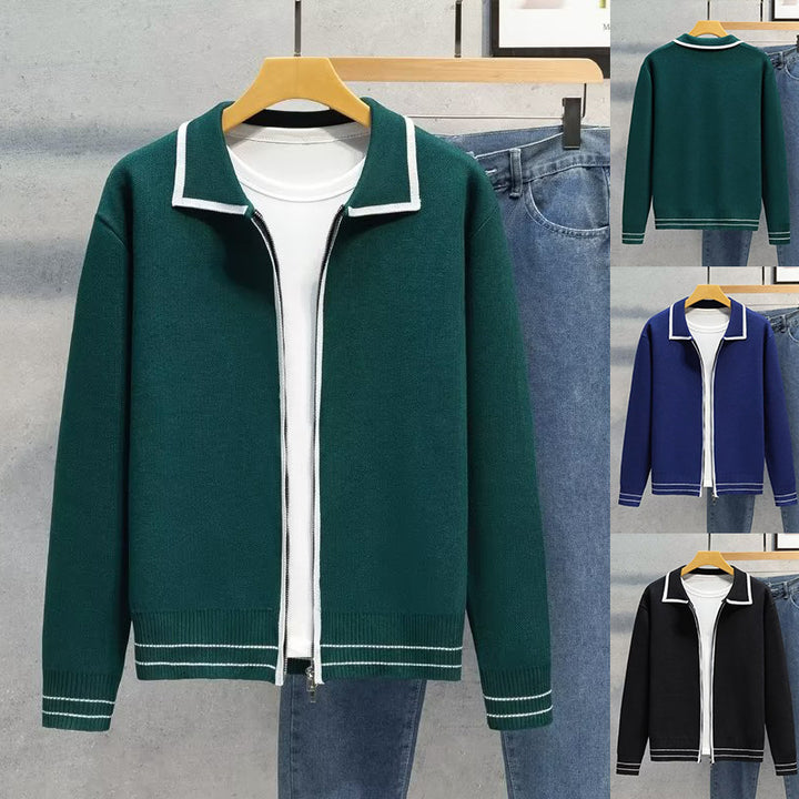 Damen Modische Strickjacke mit Reißverschluss und Kontrastdetails Echoarchiv