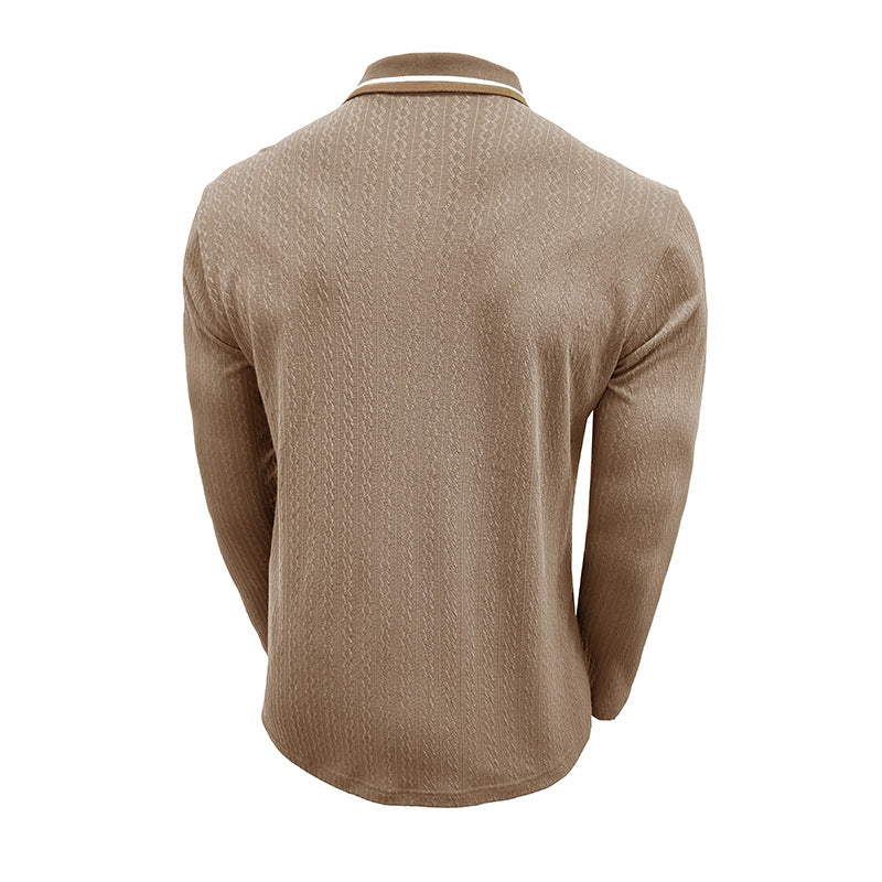 Herren Langarm Polohemd mit strukturiertem Design und modischen Akzenten Echoarchiv