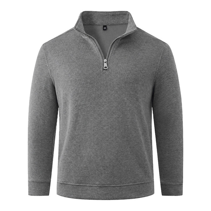 Herren Halbzip-Strickpullover mit Stehkragen und Rippstruktur Echo Archiv