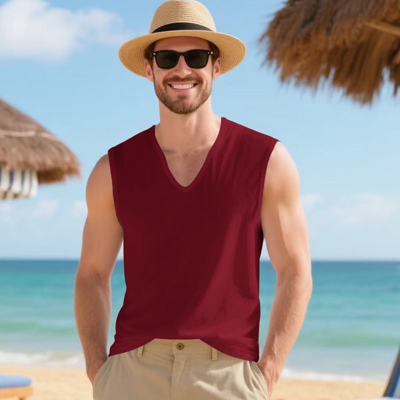 Herren ärmelloses V-Ausschnitt-Tanktop aus atmungsaktivem Stretchmaterial Echoarchiv