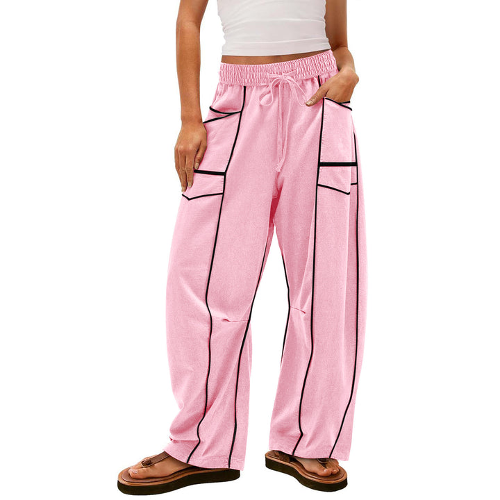 Damen nan weite Lounge-Hose mit Kordelzug, Kontrastpaspelierung und Cargo-Taschen Echo Archiv