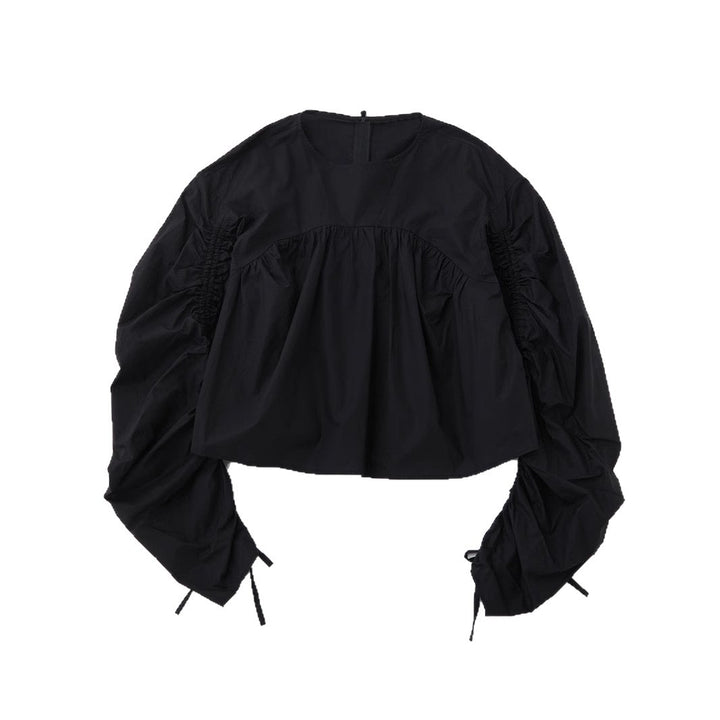 Damen Kurzbluse mit gerafften Ballonärmeln – Avérine