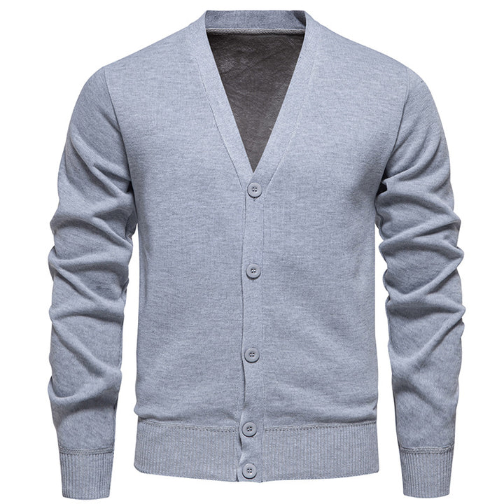 Herren nan leichte Feinstrick-Strickjacke mit V-Ausschnitt, verdeckter Knopfleiste und elastischem Rippbündchen Echo Archiv
