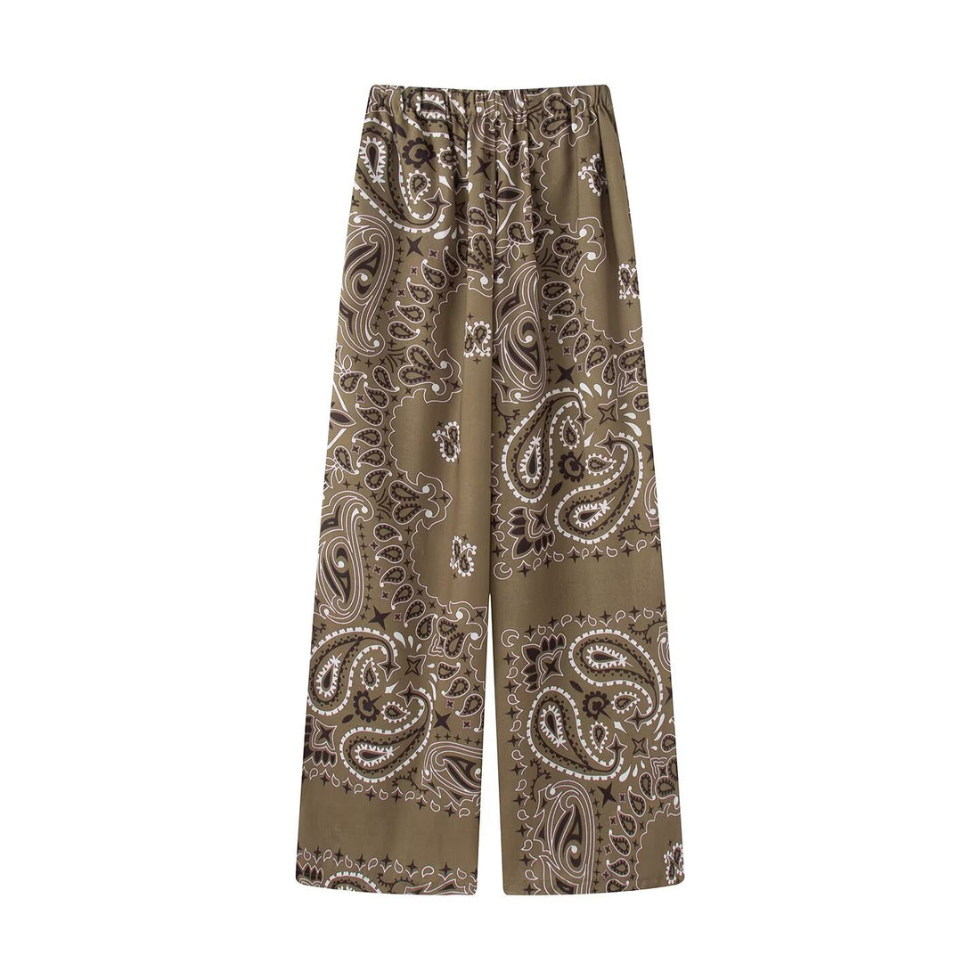 Damen Zweiteiliges Satinoptik-Lounge-Set mit Paisley-Print, Kimonokragen-Bluse und weiter Culotte-Hose Echo Archiv