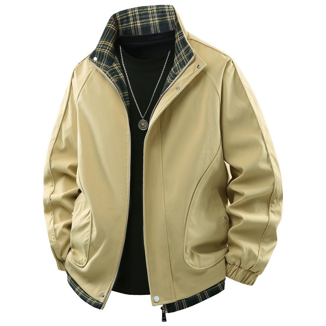 Herren Übergangsjacke mit robustem Außenmaterial und modischem Karomuster – Taviero