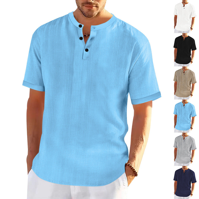 Herren modisches Kurzarmshirt mit Knopfleiste und strukturiertem Muster Echoarchiv