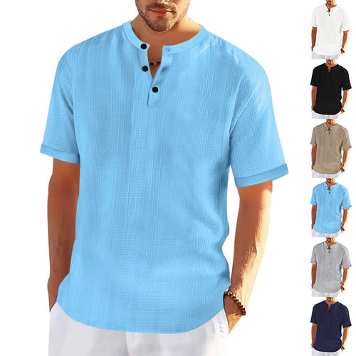 Herren modisches Kurzarmshirt mit Knopfleiste und strukturiertem Muster Echoarchiv