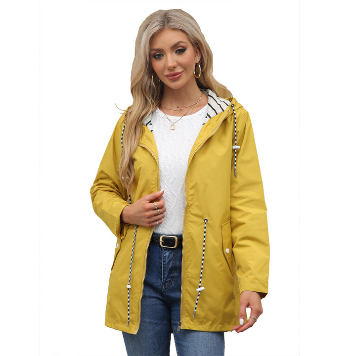 Damen nan leichte wasserdichte Parka Regenjacke mit Taillen-Kordelzug Echo Archiv