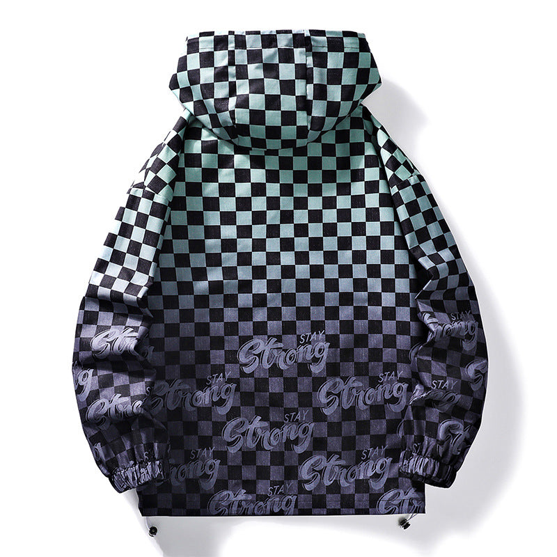 Unisex Sportliche Kapuzenjacke mit auffälligem Schachmuster Echoarchiv