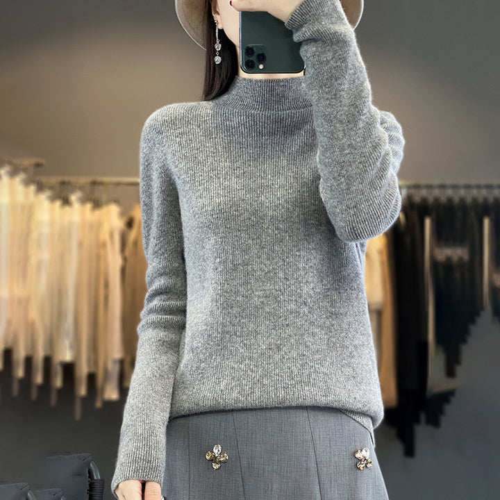 Damen Premium-Feinstrick-Mockneckpullover mit extra langen Ärmelabschlüssen und feiner Rippenstruktur Echoarchiv