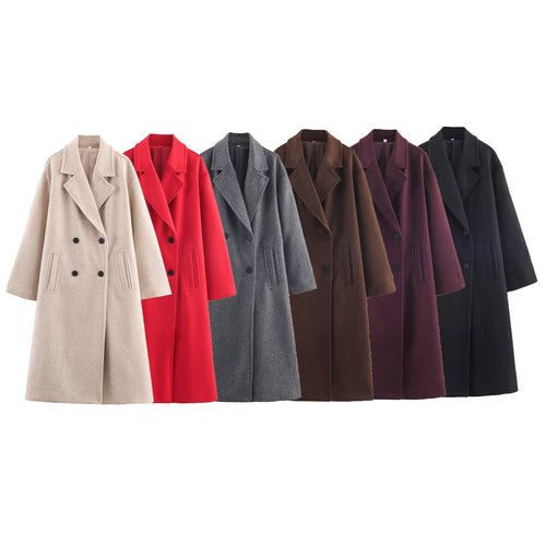 Damen Doppelreihiger Oversize‑Mantel mit fallendem Revers und Eingrifftaschen Echo Archiv