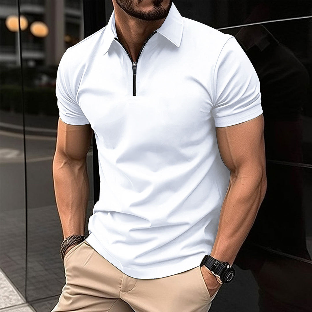 Herren Modernes Zip-Up Performance Polo-Shirt Echoarchiv