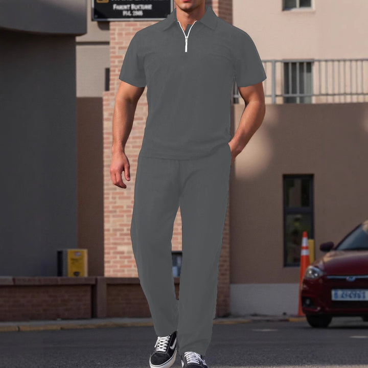 Herren modernes Freizeit Set mit hochwertigem Kurzarm-Polo und bequemen Jogginghosen Echoarchiv
