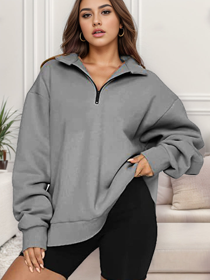Damen nan übergroßes Sweatshirt mit Halbreißverschluss und Stehkragen Echo Archiv